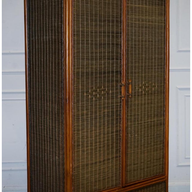 Woven Wicker Armoire with Drawer, 1970s For Sale - Image 3 of 14