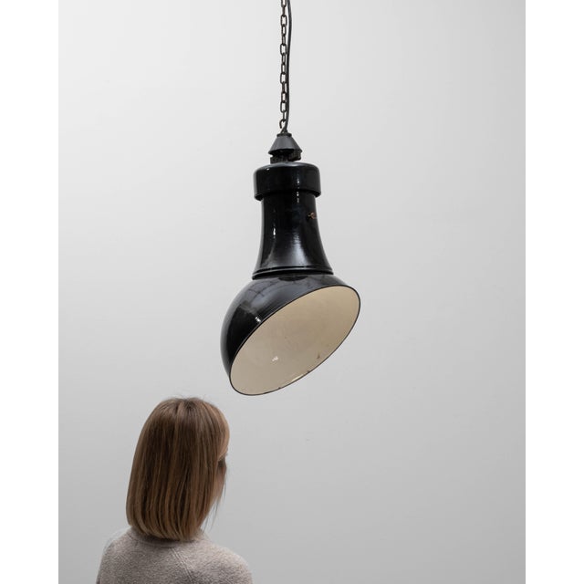 Industrial 1930s Czech Metal Industrial Angular Pendant Lamp For Sale - Image 3 of 18