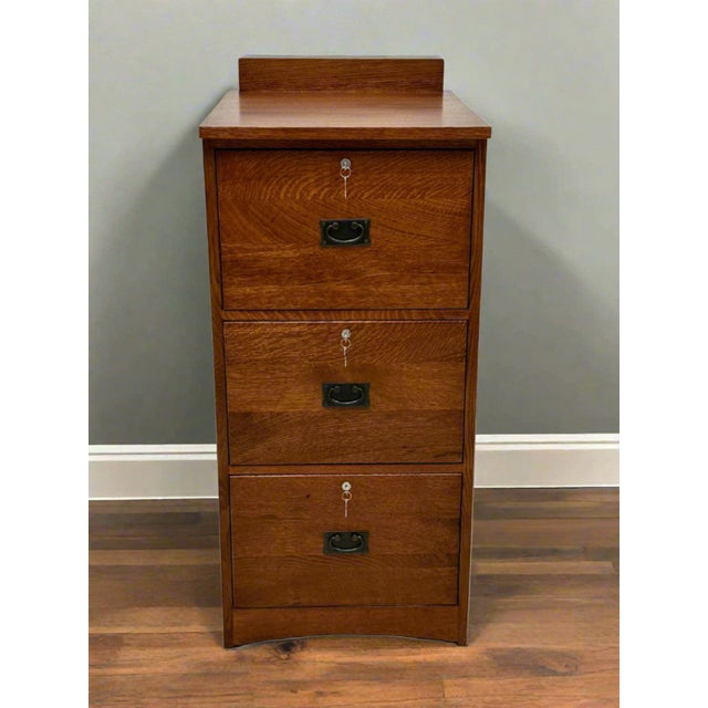 Mission Mission Solid Oak 3 Drawer File Cabinet For Sale - Image 3 of 8