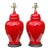 Vintage Crackle Glazed Red Ceramic Table Lamps, Pair For Sale