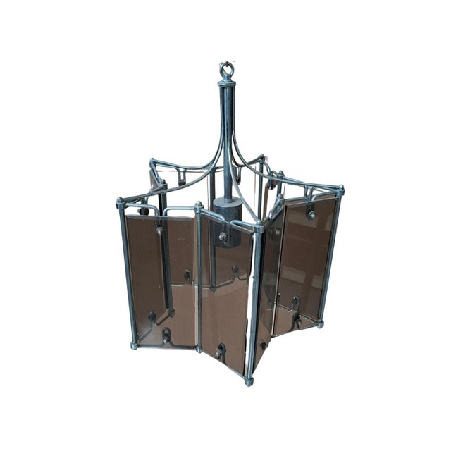 Vintage Leaf Pendant in Metal and Brown Glass, 1980s For Sale - Image 9 of 9