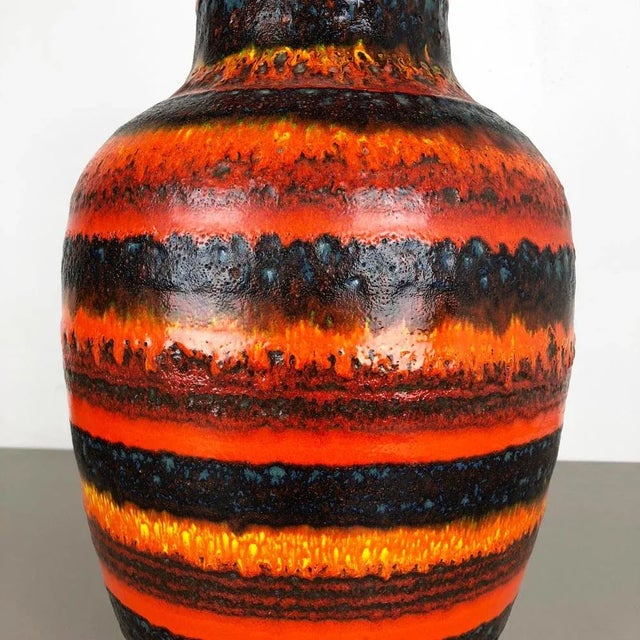 Large Multi-Color Pottery Fat Lava Multi-Color Floor Vase from Scheurich, 1970s For Sale - Image 4 of 14