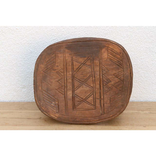 Vintage African Geometric Nupe Carved Stool For Sale In Los Angeles - Image 6 of 9