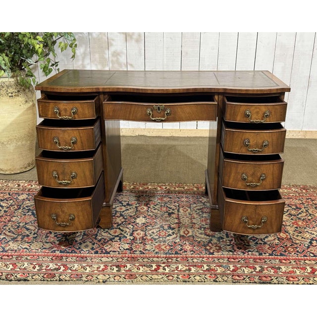 English Desk in Mahogany with a Leather Top, 1950s For Sale - Image 3 of 16