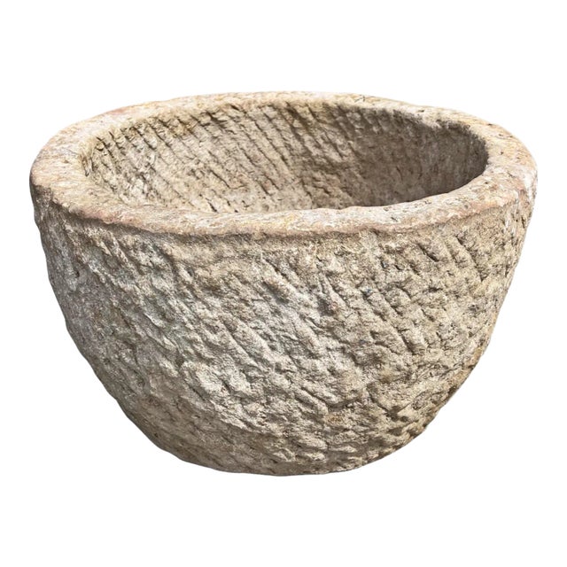 Vintage Rustic Stone Planter Bowl For Sale