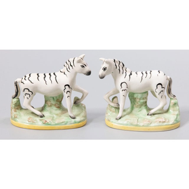 Antique English Staffordshire Zebras Figurines - a Pair For Sale - Image 9 of 9