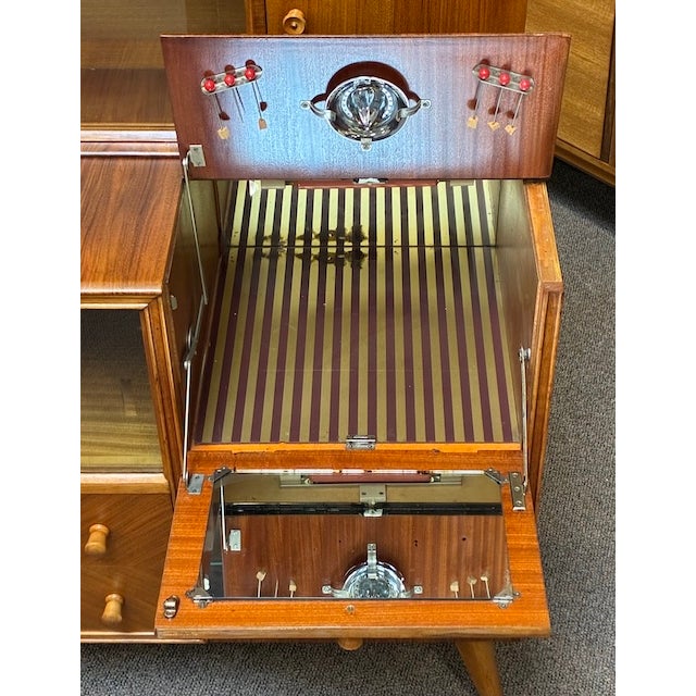 Unique Walnut Cocktail Cabinet C. 1950's Imported From United Kingdom For Sale - Image 4 of 15