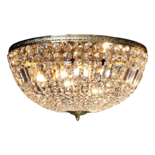 Palace 5 Lights Flush Mount in Polished Chrome and Crystal by Aggiolight For Sale