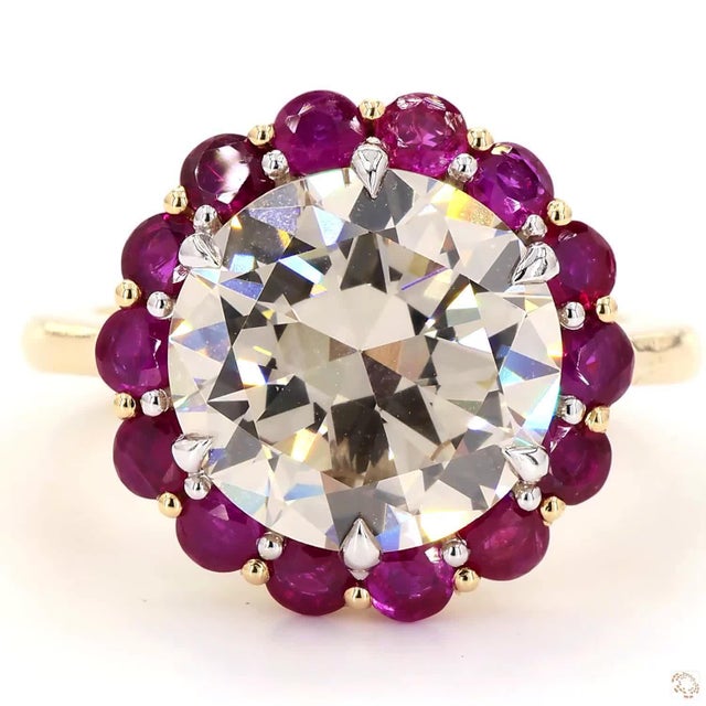 This estate ring from our contemporary estate collection centers on a 5.28-carat diamond in an old European cut, an early...