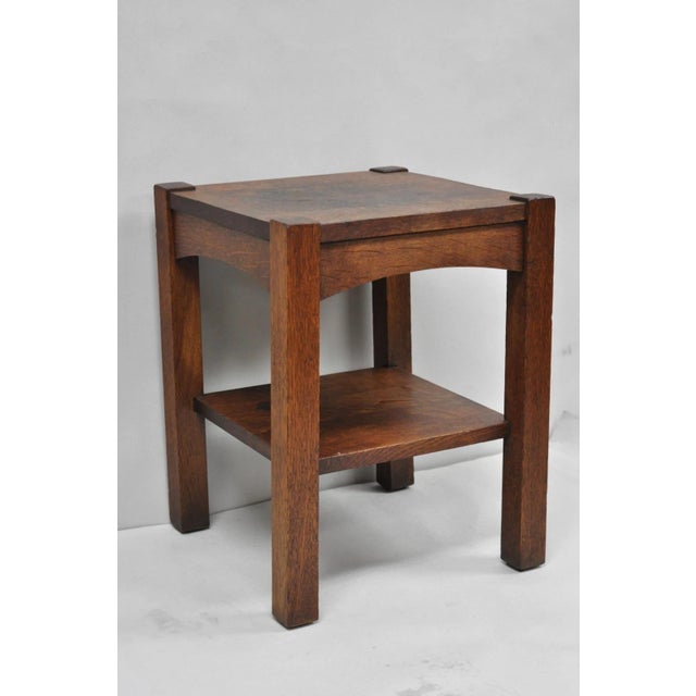 Antique Arts & Crafts Mission Oak Stickley Style 2 Tier Plant Stand Side Table For Sale - Image 15 of 15