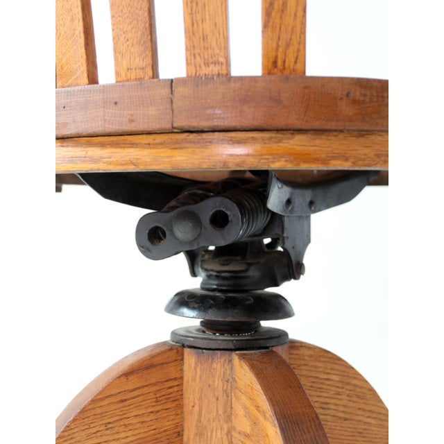 Antique Gunlock Banker's Swivel Desk Chair For Sale - Image 11 of 17