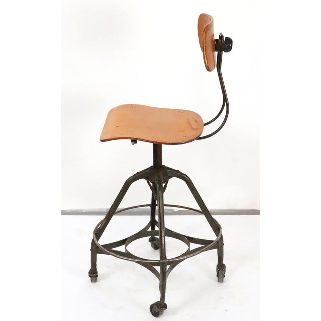 Vintage Industrial Toledo Drafting Stool For Sale In New York - Image 6 of 12