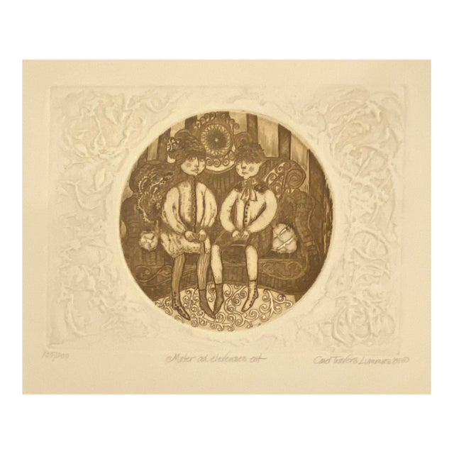 1981 Carol Lummus Figural Embossed Etching For Sale