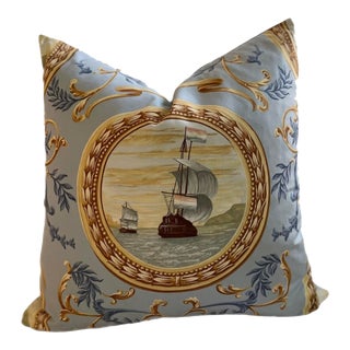 Lee Jofa IGaleoni Fabric Pillow With Velvet Backing For Sale