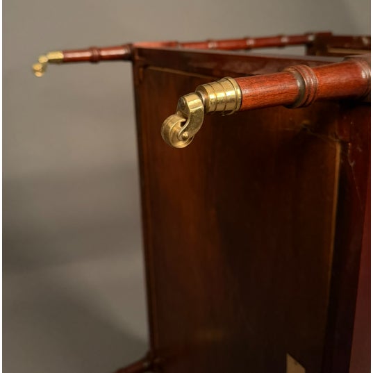 Auburn Councill Craftsmen Mahogany Hepplewhite Style Two-Tier Side Table With Brass Casters, Circa 1990 For Sale - Image 8 of 11