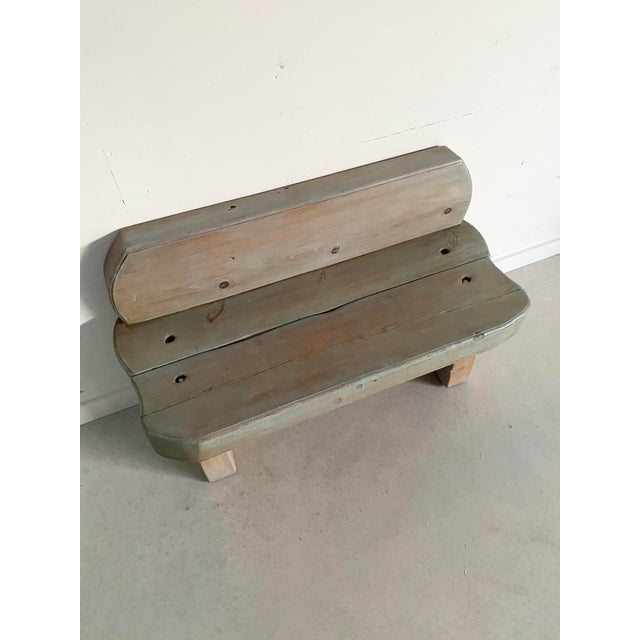 Wood Minimalist Chunky Pine Bench, Paint Washed, Artisan Made, 1980s For Sale - Image 7 of 18