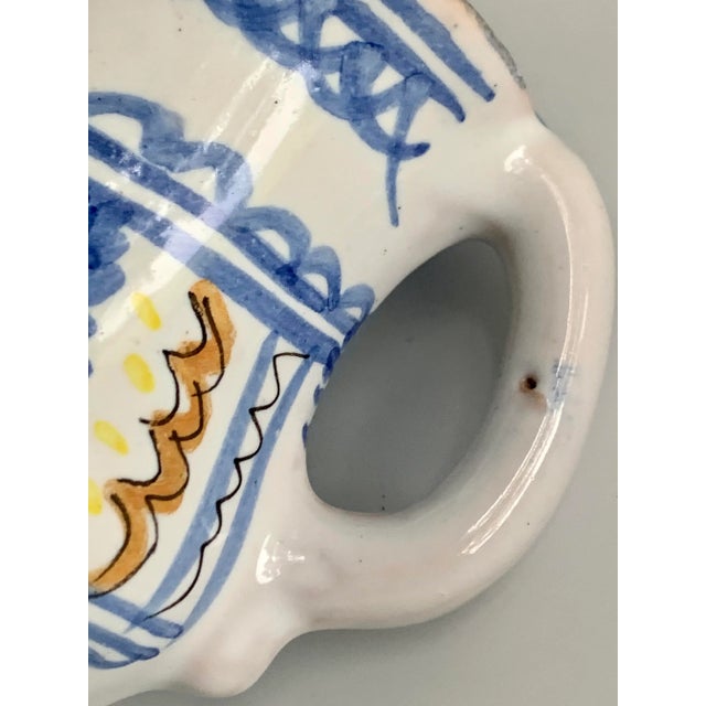 Blue Vintage Spanish Handmade, Hand Painted Petite Pottery Pitcher, by Internationally Known Spanish Potter, Lario For Sale - Image 8 of 12
