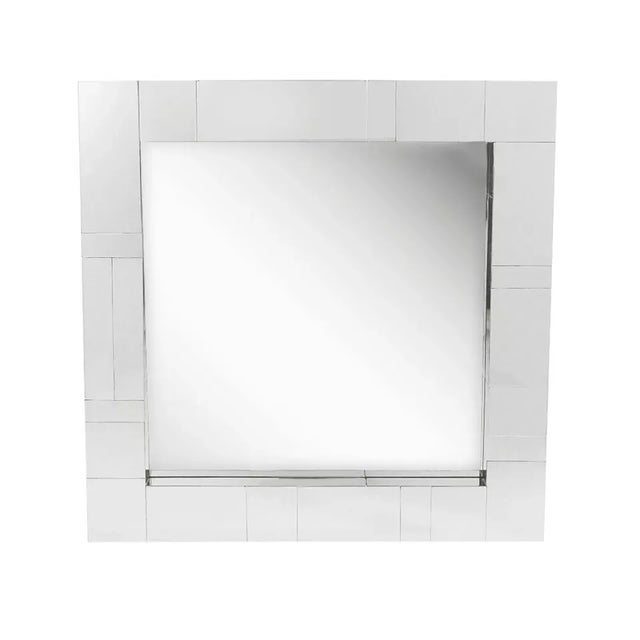 Paul Evans Mid-Century Modern Chrome Square Cityscape Wall Mirror After Paul Evans For Sale - Image 4 of 7