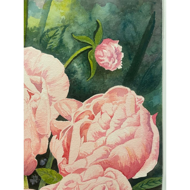 1980s Roma Baker Blooming Roses Still Life Watercolor For Sale - Image 4 of 4