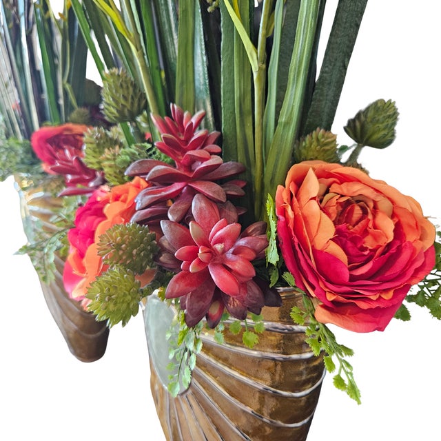 Hollywood Regency Late 20th Century Pair of Large John-Richard Hollywood Regency Gilt Decorative Vases With Botanical Arrangements For Sale - Image 3 of 12