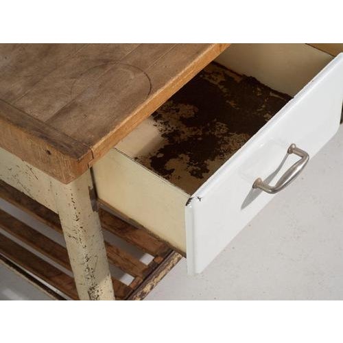 Japanese Industrial Worktable with Drawers For Sale - Image 4 of 13