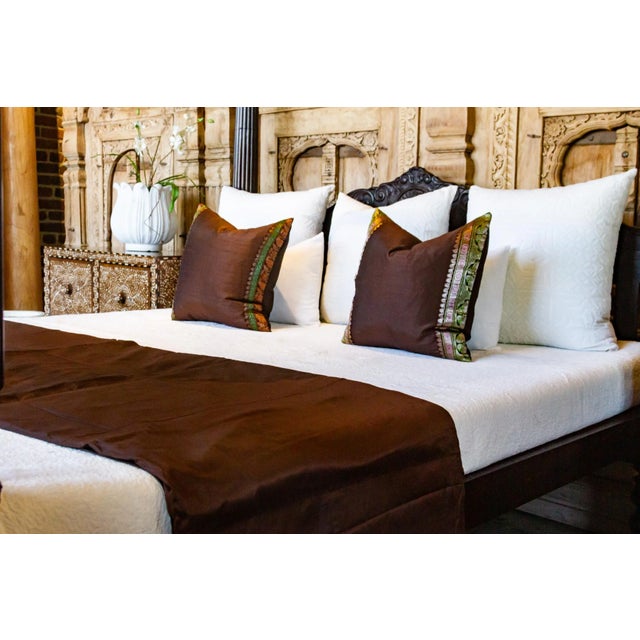 Indian Umber Silk Blend Duvet Cover For Sale - Image 3 of 6