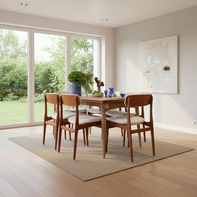 Vintage Teak Chairs with Upholstered Boucle Back by Rasmussen for Thorsø Mobelfabrik, 1960s, Set of 6 For Sale - Image 9 of 18