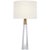 Traditional AERIN by Visual Comfort Signature Olsen Cordless Table Lamp in Crystal and Hand-Rubbed Antique Brass with Linen Shade For Sale - Image 3 of 3