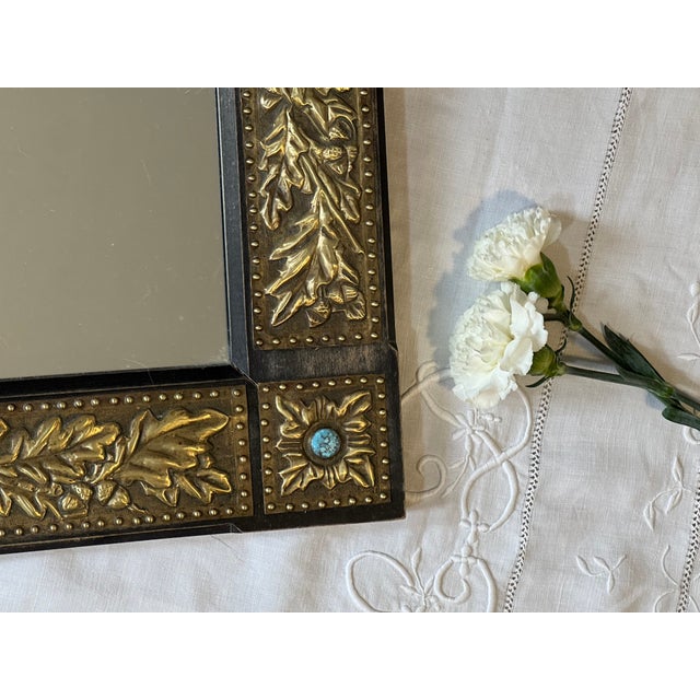 Large Vintage Turquoise Mirror For Sale - Image 5 of 7