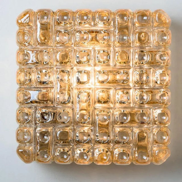 Square Textured Glass Wall Light, Germany, 1960s For Sale - Image 3 of 12