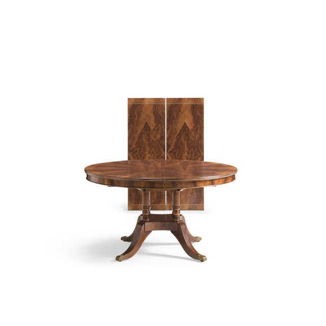 54" Round to 90" Oval Flame Mahogany Dining Table With Two Leaves, Seats 4 to 8 People, an Ap Exclusive by AntiquePurveyor For Sale - Image 13 of 17