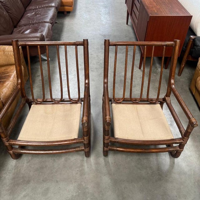 Vintage Bamboo and Leather Chairs, 1970s, Set of 2 For Sale - Image 14 of 15