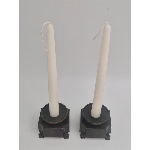 Swedish Grace Bronze Candleholders by Jacob Ängman for GAB, 1920s, Set of 2 For Sale - Image 3 of 11
