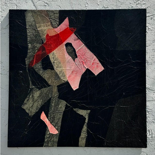 Abstract Vintage Abstract Mixed Media Oil on Canvas For Sale - Image 3 of 4