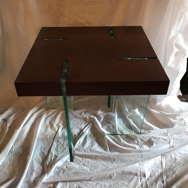 Contemporary Glass & Wooden Coffee Table Chairish