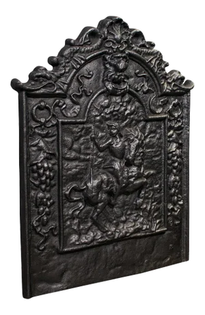 1900s Antique Victorian English Cast Iron Decorative Fire Backrest