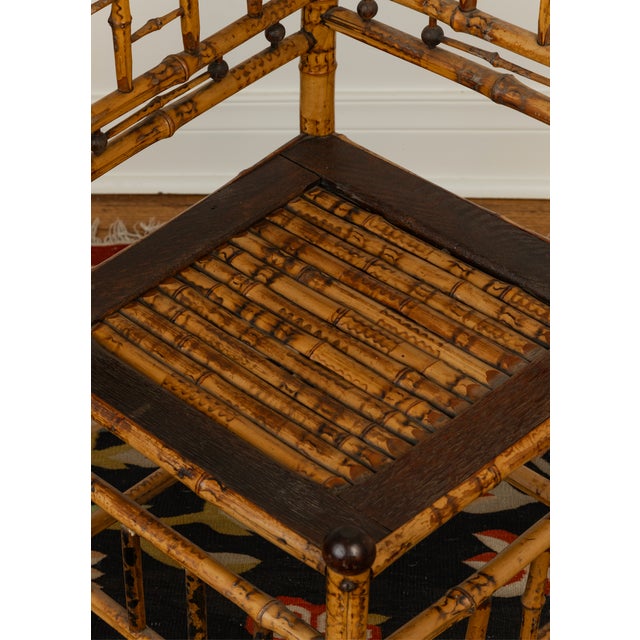 Late 19th Century Late 19th Century Late Victorian Tortoiseshell Bamboo Corner Chair For Sale - Image 5 of 6