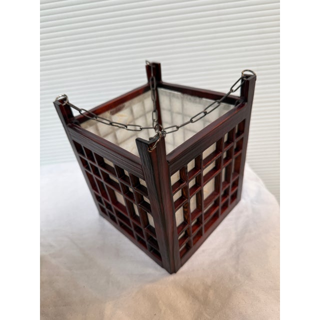 Japanese Late 20th Century Japanese Rosewood Candle Lanterns, Pair For Sale - Image 3 of 12