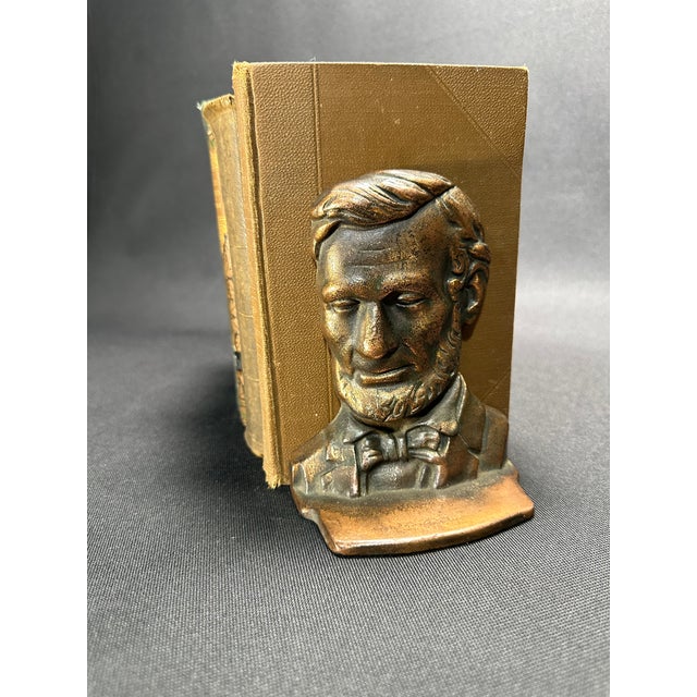 Antique Abraham Lincoln Cast Iron Bronze Coated Bookends a- a Pair For Sale - Image 10 of 11
