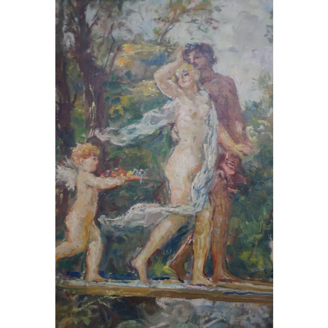 Herman Lipót Herman Lipot "The Garden" Oil Painting on Canvas Early 20c For Sale - Image 4 of 11