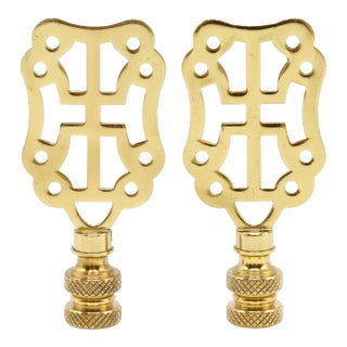 Chinoiserie Brass Lamp Finials - a Pair For Sale