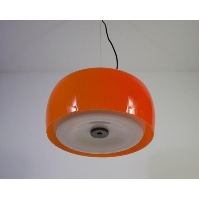 Metal Mid-Century Orange Glass Ceiling Lamp attributed to Stilnovo, Italy, 1960s For Sale - Image 7 of 17