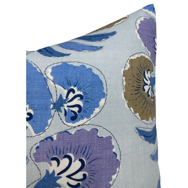 Traditional Tybee Pillow Cover in Lavender and Blue, 22x22 Pillow For Sale - Image 3 of 4