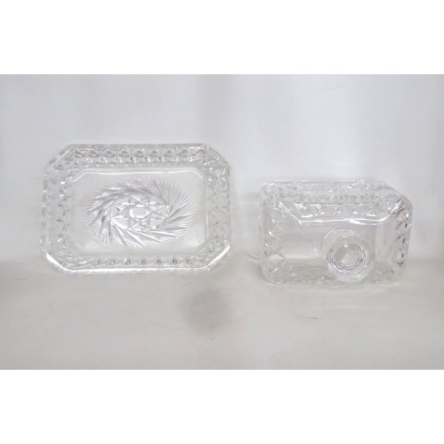 Glass 1940s Crystal Butter Dish Clear Cut Glass Lidded Serving Plate For Sale - Image 7 of 18