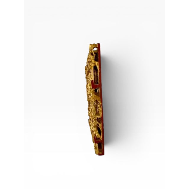 Early 20th Century Early to Mid-20th Century Chinese Giltwood Carved Wall Panel For Sale - Image 5 of 13