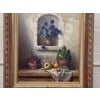 Still Life with Flowers & Fruit in a French Farmhouse Interior by 20th Century French Artist, Robert Chailloux...