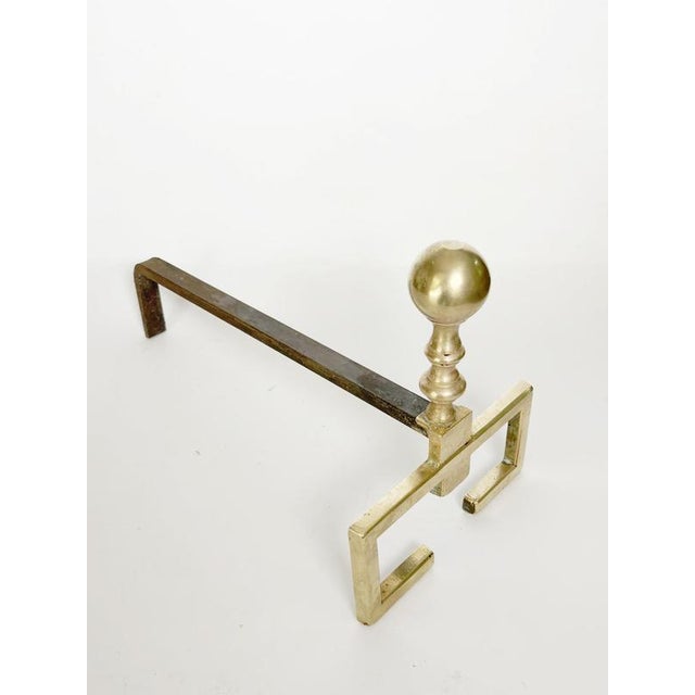 1970s Brass and Cast Iron Andirons, France, 1970s, Set of 2 For Sale - Image 5 of 11