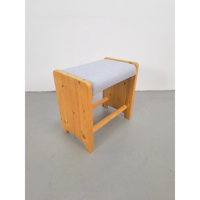 Vintage Scandinavian pine stool mid-century ’60 Denmark Beautiful stool in the style of Charlotte Perriand. with wool...