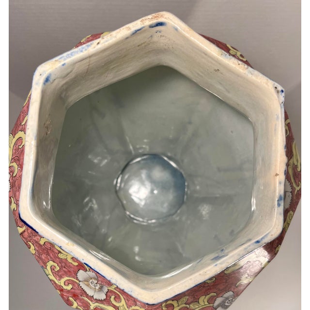 Early 19th Century Rare 19th C. Mason’s England Large Hexagonal Ironstone Chinoiserie Vase 22” For Sale - Image 5 of 13