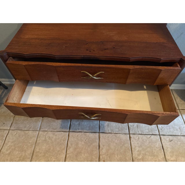 Brown 1950s Mid-Century Modern Brown-Saltman Two-Piece Walnut China Cabinet Credenza For Sale - Image 8 of 12
